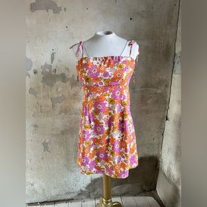 Altar'd State Floral Mini Dress - Pink, Orange, White